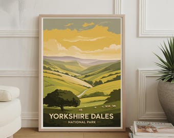 Yorkshire Dales Travel Poster: British Countryside Wall Art