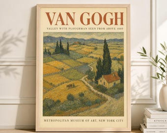 Cartel de la exposición de Van Gogh, lámina artística "Valle con labrador"