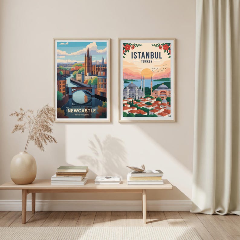 Stampa artistica del paesaggio urbano di Newcastle, decorazione da viaggio nel Regno Unito, regalo di compleanno e matrimonio immagine 7