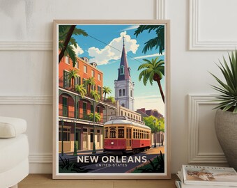 Vintage reisposter New Orleans: Louisiana Art Print
