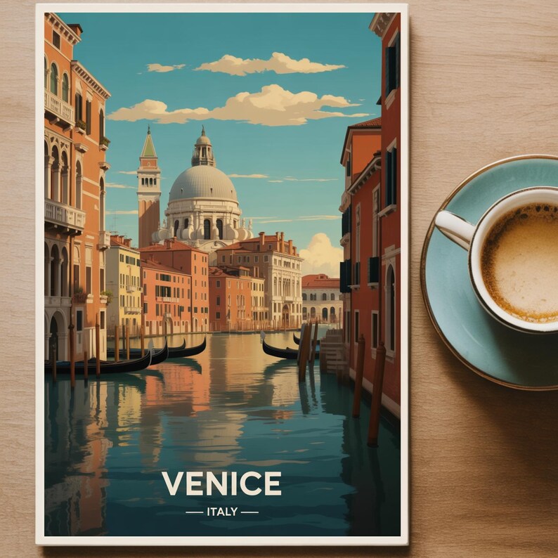 Venice Italy Travel Poster, Romantic Canal Wall Art, Italian Home Decor image 5