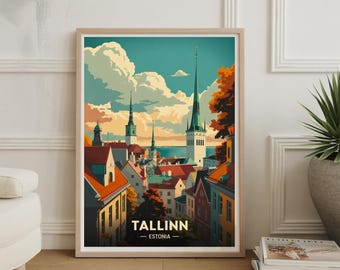 Tallinn Estonia Watercolor Cityscape Art Print: Baltic Travel Poster
