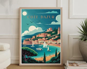 French Riviera Travel Poster: Vintage Côte d’Azur Art Print