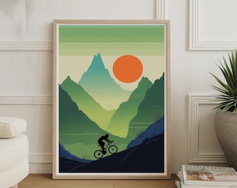 Poster di avventure ciclistiche - Arte murale per mountain bike, regalo per amanti delle attività all'aria aperta, decorazione per avventure, paesaggio sportivo