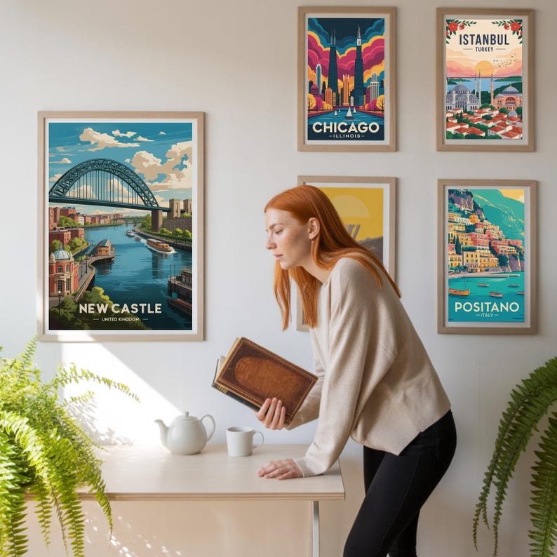Newcastle Travel Poster: United Kingdom Cityscape Art image 5