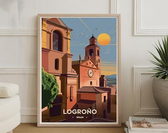 Logrono Spain Vintage Travel Poster: Spanish Home Decor