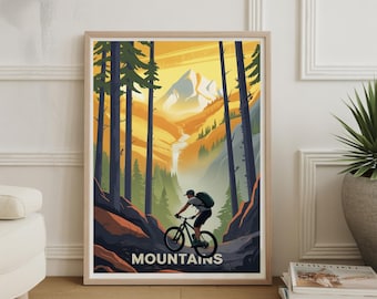 Mountain Biking Adventure Poster: Cycling Wall Art Print