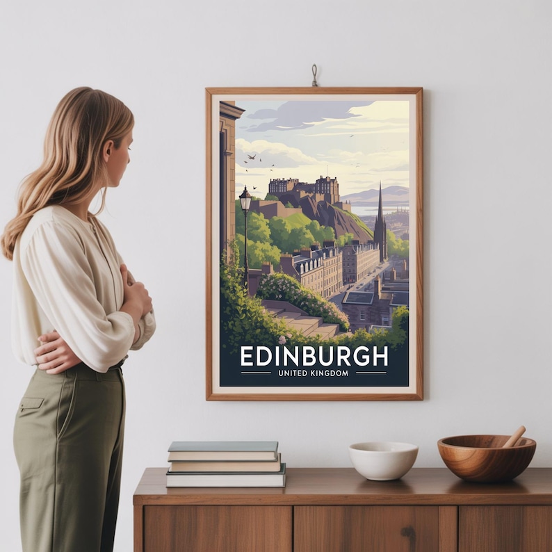 Edinburgh Travel Poster, Vintage Style Scotland Wall Art Print - Etsy ...