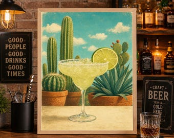 Margarita receptaffisch, mexikansk bardekor, cocktaildrycktryck