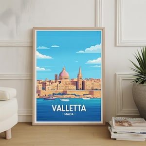 Valletta Malta Poster, Travel-Inspired Wall Art, Malta Destination Art, Home Decor for Travel Enthusiasts