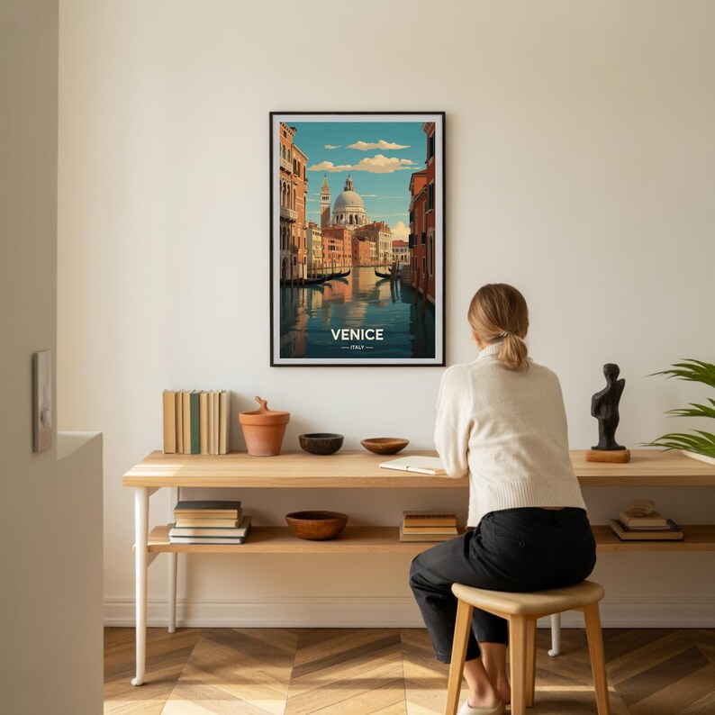 Venice Italy Travel Poster, Romantic Canal Wall Art, Italian Home Decor image 8