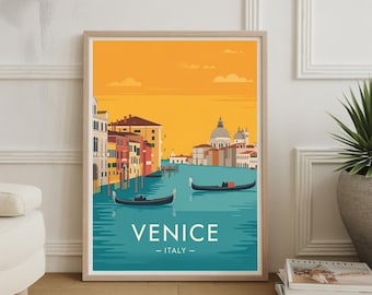 Venice Gondola Canal Print: Minimalist Italy Travel Poster