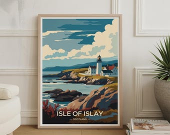 Isle of Islay Scotland Travel Poster – Vintage-Inspired Coastal Art Print