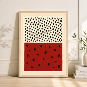 Red and Black Dot Art Print | Modern Scandinavian Wall Decor
