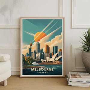 Melbourne Skyline Art Poster – Watercolor Australia Travel Decor