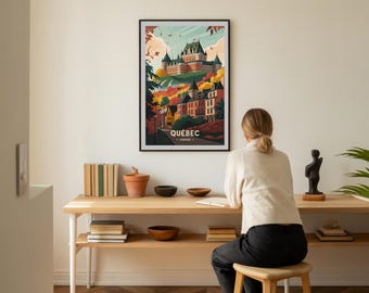 Quebec City Travel Poster: Vintage Canada Landmark Wall Art