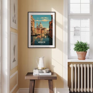 Venice Italy Travel Poster, Romantic Canal Wall Art, Italian Home Decor image 2