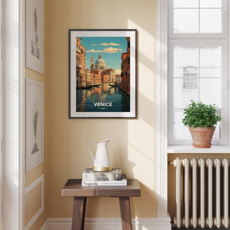 Venice Italy Travel Poster, Romantic Canal Wall Art, Italian Home Decor image 2