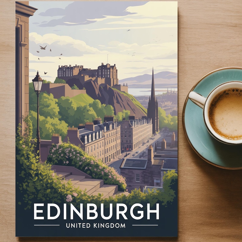 Edinburgh Travel Poster, Vintage Style Scotland Wall Art Print - Etsy ...