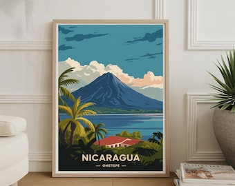 Ometepe Island Nicaragua Reiseplakat - Exotische Bestimmungswandkunst und Abenteuer-Reise-Dekor