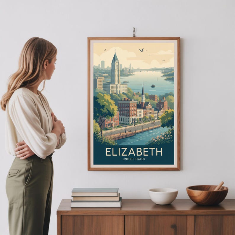 Elizabeth United States Travel Poster – Vintage Style Wall Art, Adventure Print image 3