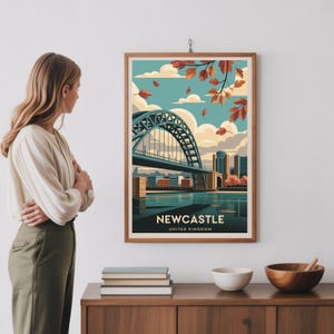 Newcastle Cityscape Art Print: Tyne Bridge, UK Travel Poster image 8