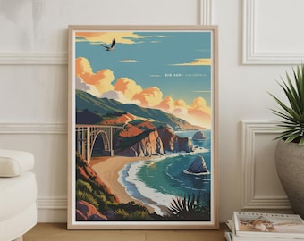 Big Sur-reisposter: vintage kunst aan de kust van Californië