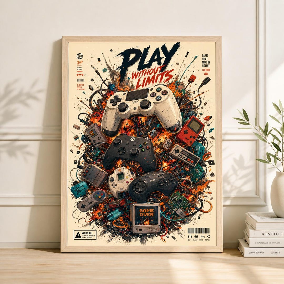 Game Posters Ruler Design Game Controller Poster, Abstract Gaming Room Wall Art - Etsy