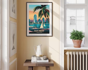 Póster vintage de San Diego: arte mural de California