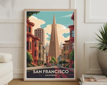 Retro San Francisco Travel Poster: Vintage California Wall Art