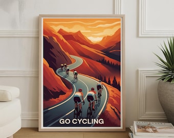 Vintage Cycling Travel Poster: Road Bike Art Print