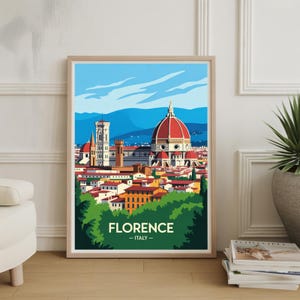Vintage Florence Italy Poster, Italian Cityscape Decor, Travel Wall Art, Gift for Travelers, Home & Office Decoration