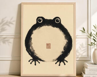 Matsumoto Hoji Frog Art Print, cartel japonés vintage Sumi-e