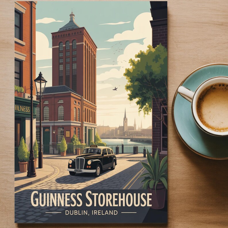 Vintage Guinness Storehouse Dublin Ireland Travel Poster, Iconic City Wall Art image 5