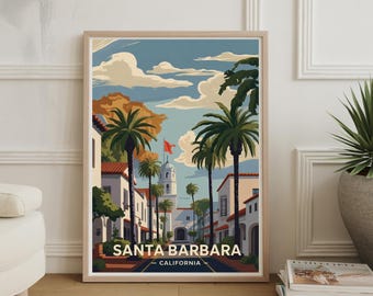Santa Barbara Travel Poster: Vintage Coastal California Wall Art