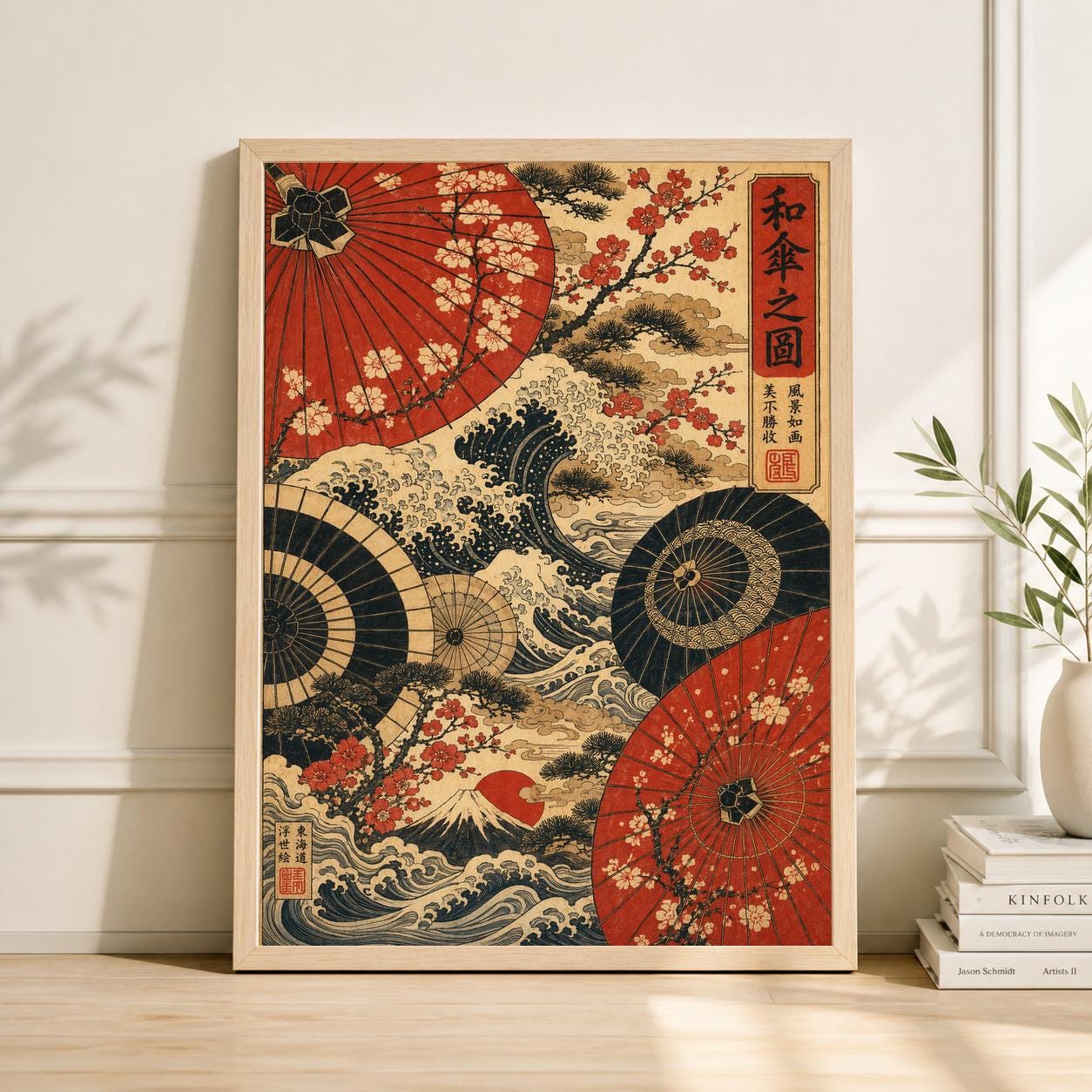 Japanese Red Sun Wall Art - Etsy
