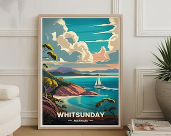 Whitsunday Islands Travel Poster: Australia Watercolor Art Print