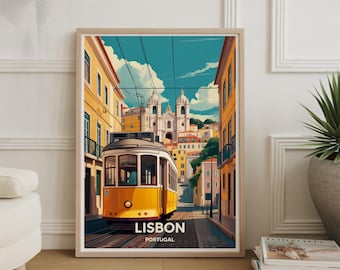 Lisbon Travel Poster: Vibrant Portugal Cityscape Art