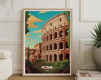 Rome Colosseum Watercolor Print, Italian Landscape Wall Art, Travel Decor