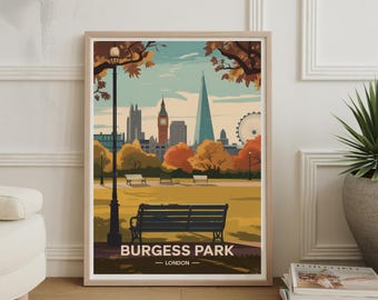 Burgess Park London Skyline Print: Southwark Travel Art