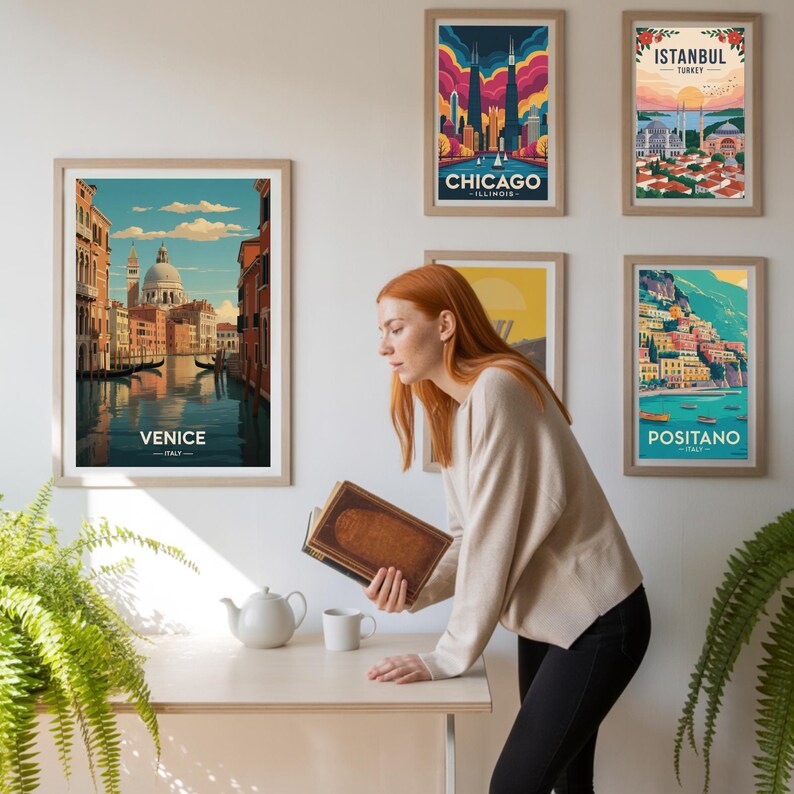 Venice Italy Travel Poster, Romantic Canal Wall Art, Italian Home Decor image 6