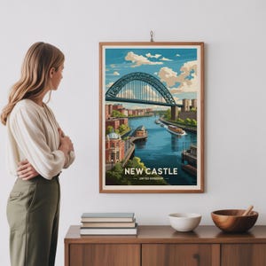 Newcastle Travel Poster: United Kingdom Cityscape Art image 8