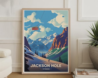 Cartaz de viagem de Jackson Hole: Grand Teton e Parque Nacional de Yellowstone