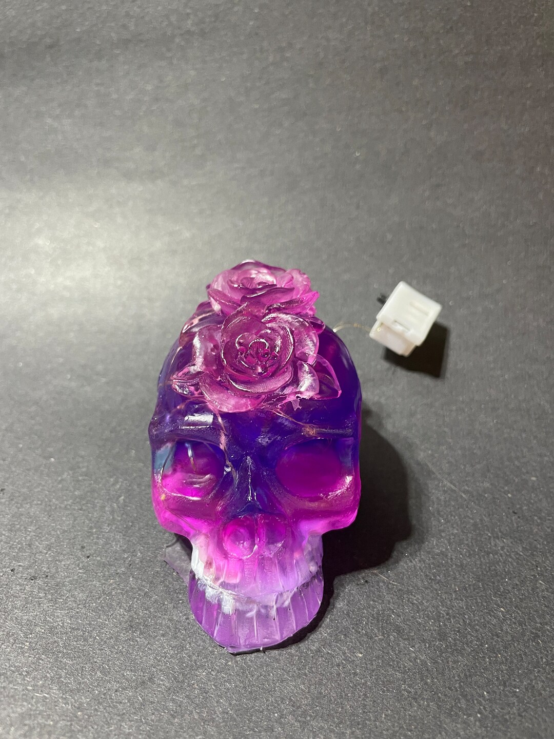 Colorful Resin Skull With Flowers and Fairy Lights Etsy