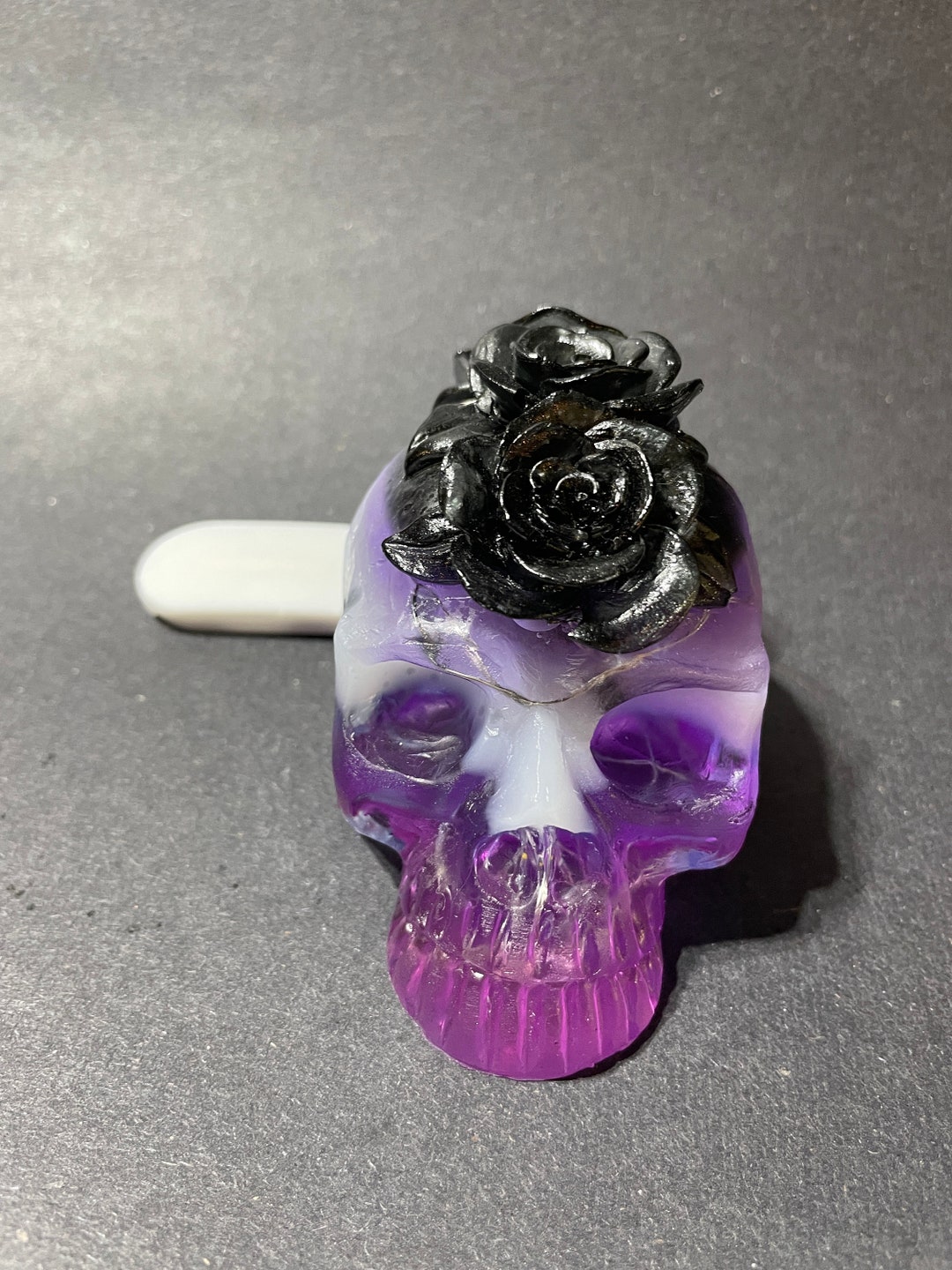 Colorful Resin Skull With Flowers and Fairy Lights Etsy