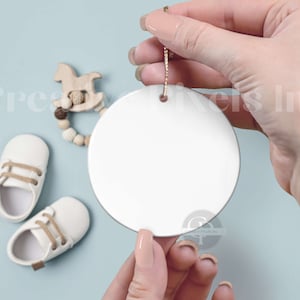 Baby Christmas Ornament Mockup , White Ceramic Ornament Mockup
