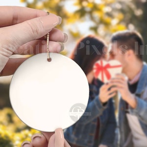 Couple Christmas Ornament Mockup , White Ceramic Ornament Mockup