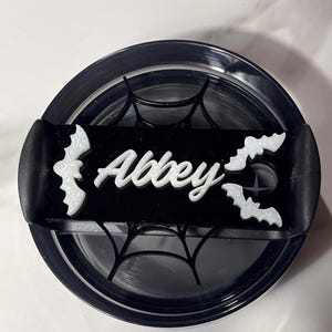 Stanley Cup Topper Plate, Bat Topper, Personalized Topper Name Plate, Spooky Cup Topper, Gift Cup Topper