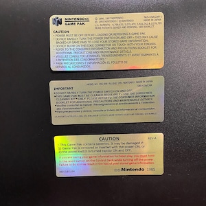 N64 SNES NES Back Holo Gold Replacement Label (pick one)