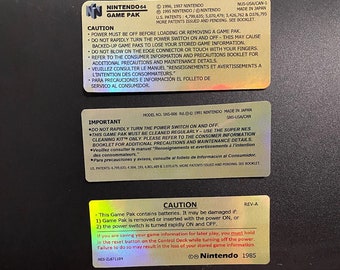 N64 SNES NES Back Holo Gold Replacement Label (pick one)